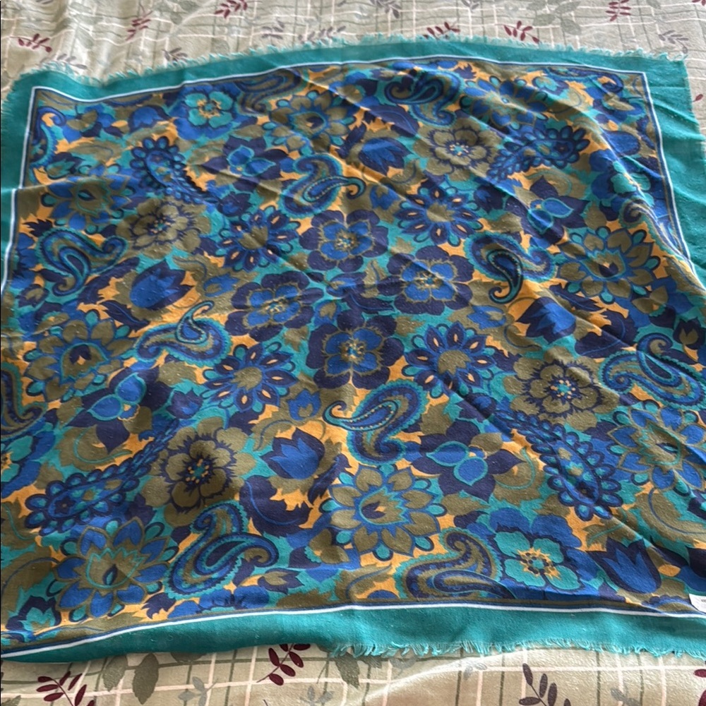 Floral Paisley Scarf in Blue and Green